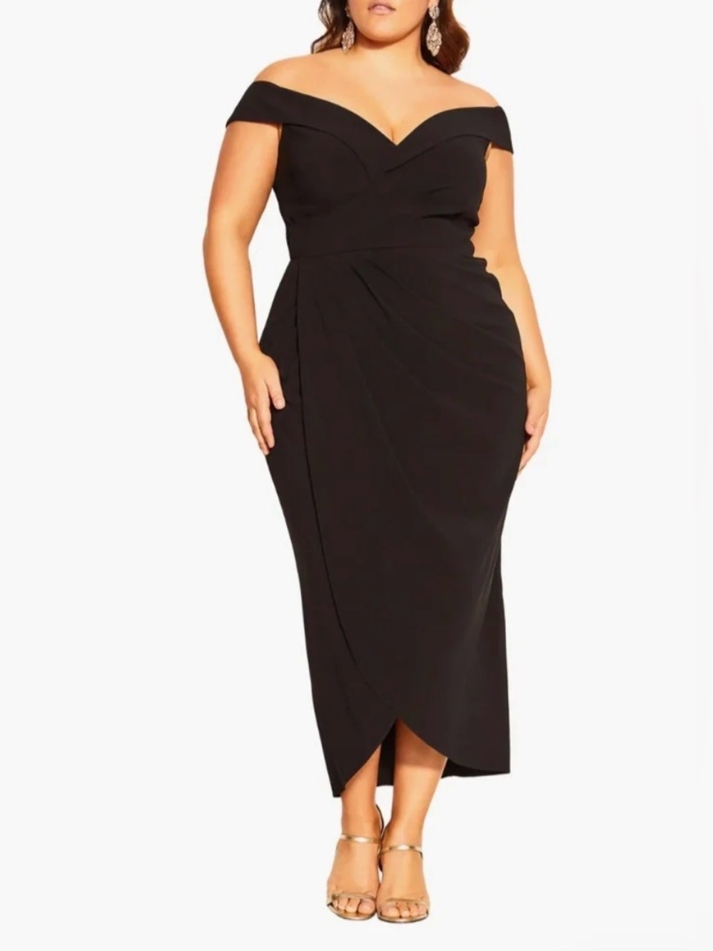 City Chic Ripple Love Black Dress, Size 18 - NWT